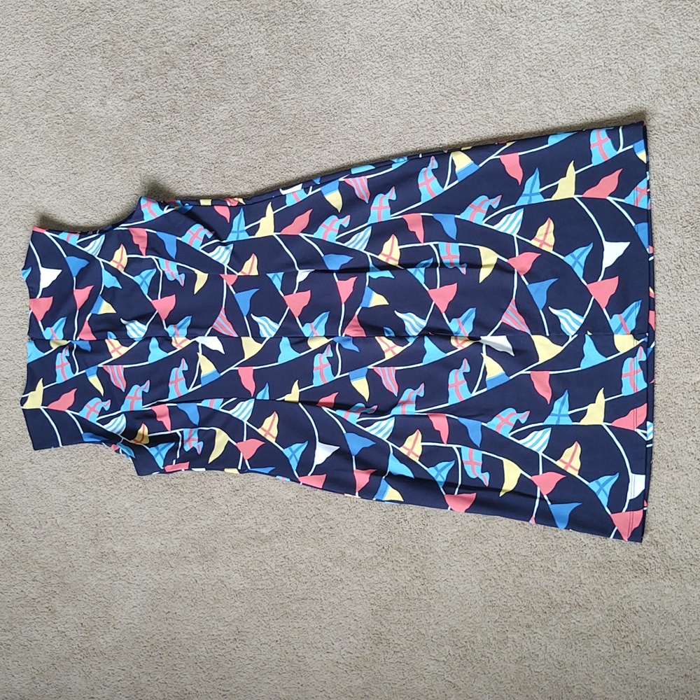 EUC J. McLaughlin Navy Blue Nautical Flags Sheath Dress - Picture 4 of 5
